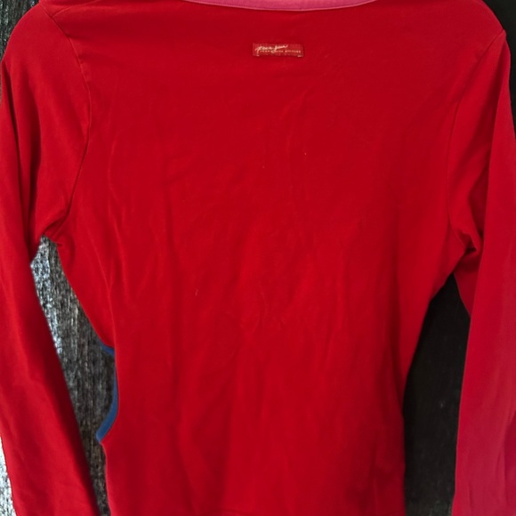 Vintage paco jeans Red and Blue Long Sleeve Top with belt and cutout detail - Picture 5 of 6